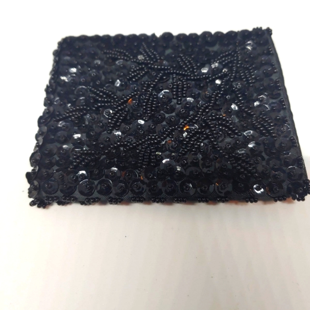 Vintage Flap Sequin Embellished Satin Wallet